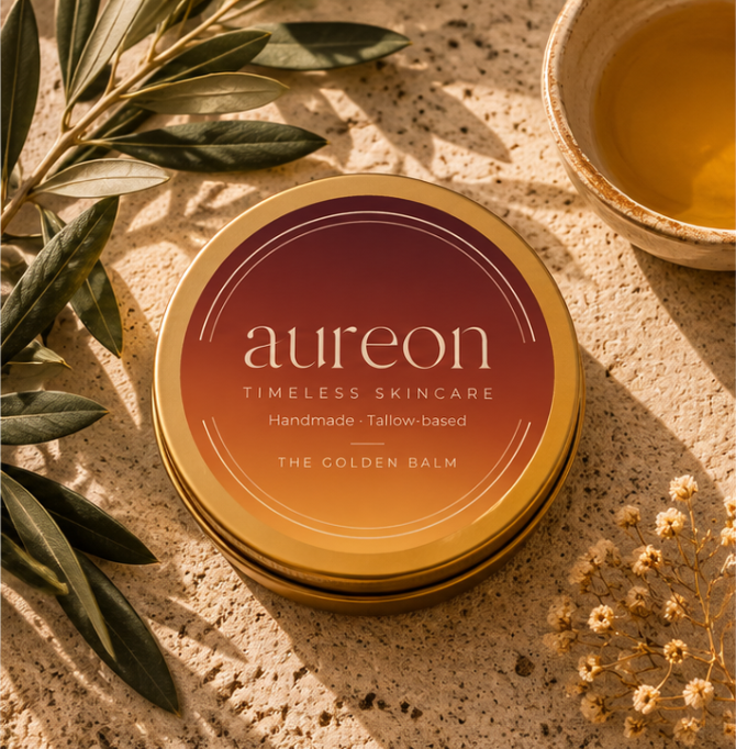 The Golden Balm 60ml tin on a table